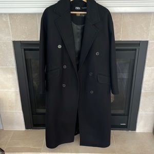 ZARA DOUBLE BREASTED BLACK COAT
